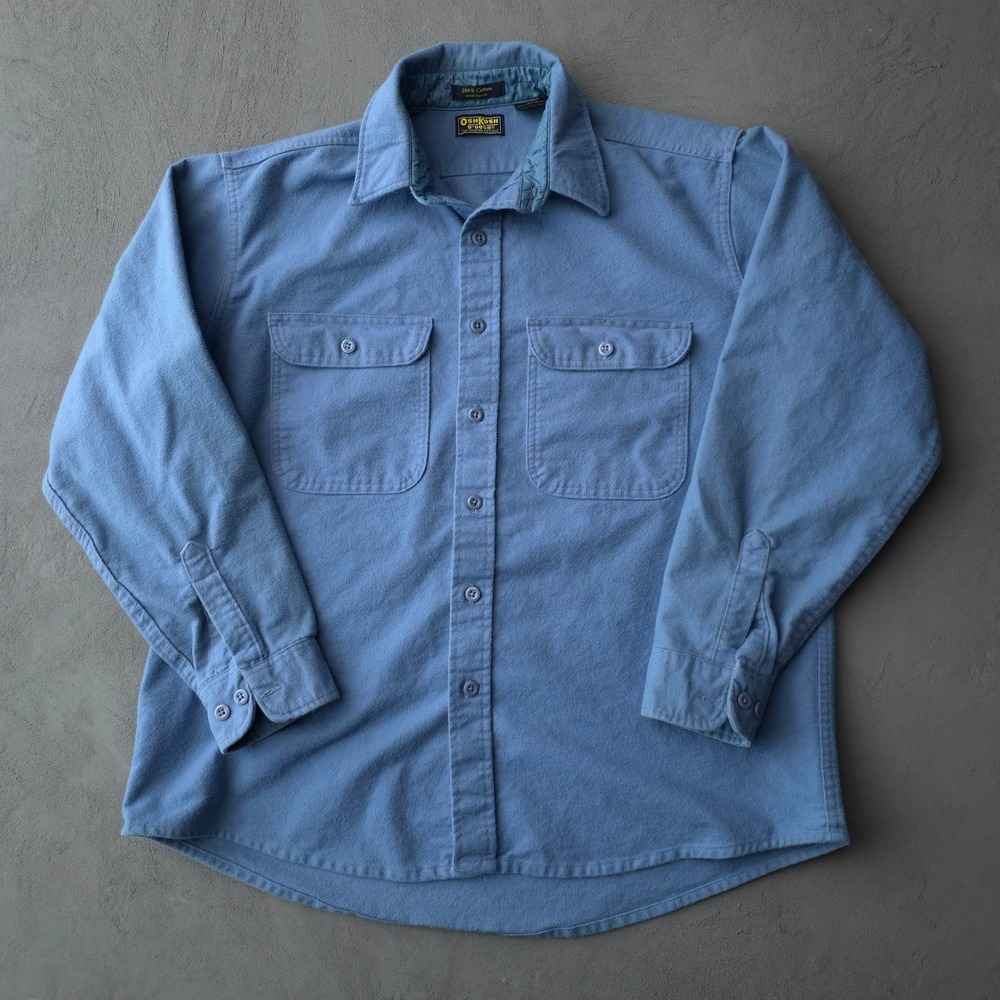Vintage 2000s OshKosh B'gosh Blue Flannel Shirt XL Made in USA Cotton
